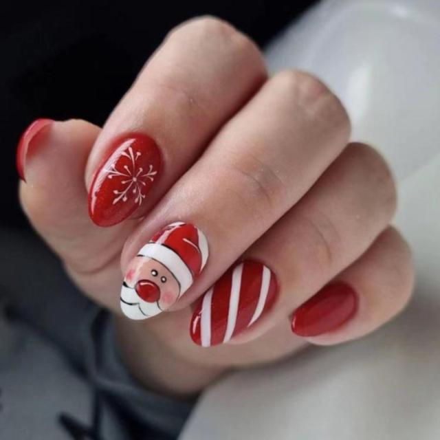 ロングオーバル ネイルチップ ロング つけ爪 クリスマス 24枚入り