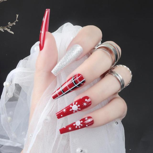 ロング バレリーナ ネイル スクエア ネイルチップ ロング