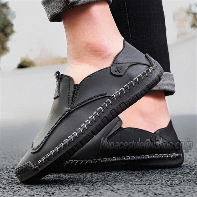 スリッポン メンズ スニーカー カジュアル 春 夏 秋 冬 無地 合成皮革 バイク 通気性 フラット イギリス風 ローカット 柔らか 切替 ウォの通販はau Pay マーケット 天使のささやき