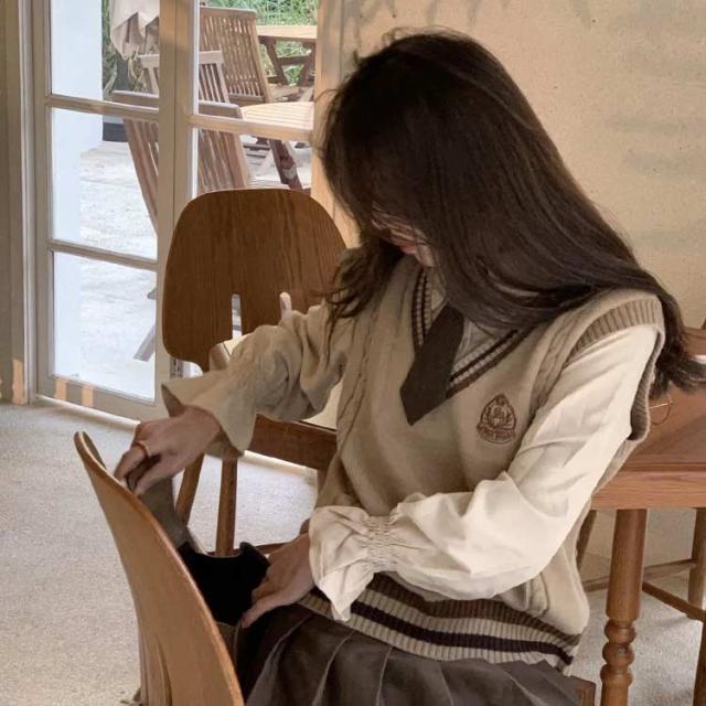 制服 コスプレ 高校 セット 3点セット セットアップ ニットベスト 学生 