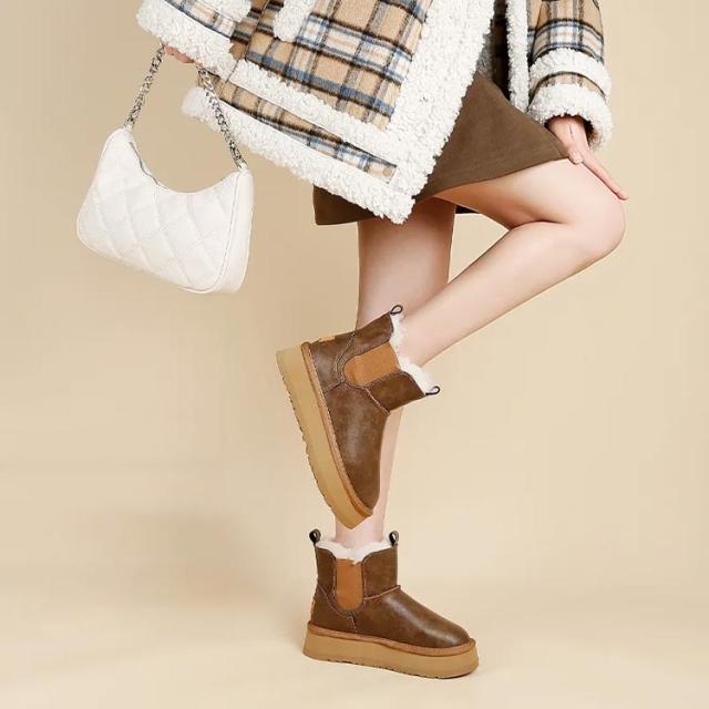 厚底 プラットフォーム チェルシー ブーツ ヒール5cm チェルシー ブーツ 本革 レディース 裏起毛 ムートンブーツ サイドゴアブーツ 厚底ブーツ レディース 冬靴 ボア ふわふわ 裏起毛 滑り止め 滑らない 冬 雪靴 保温 もこもこ 厚底 プラットフォーム チェルシー ブーツ ヒール5cm チェルシー
