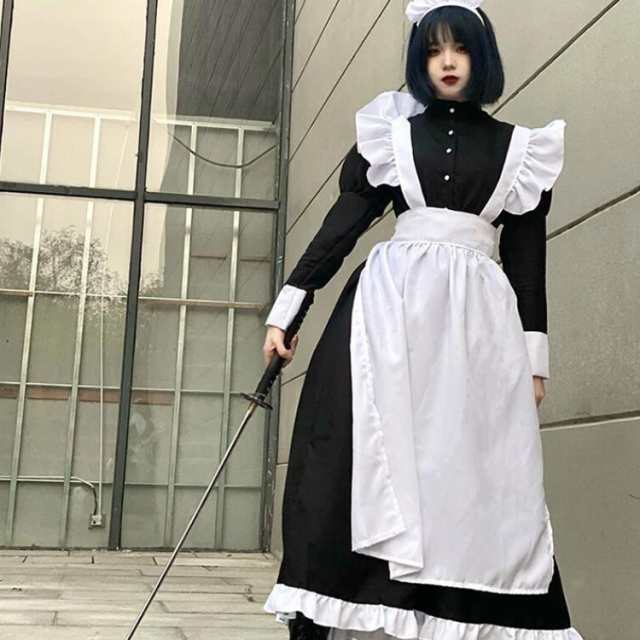 ハロウィン メイド コスプレ メイド服 メンズ レディース かわいい ロリータ 仮装 女装 コスチューム 衣装 ロング丈 長袖 セット  ヘアアクセサリー付き カフェ イベント 学園祭 文化祭 定番 大きいサイズ S M L XL 2XL cosplayの通販はau PAY マーケット  - フレンドリー 