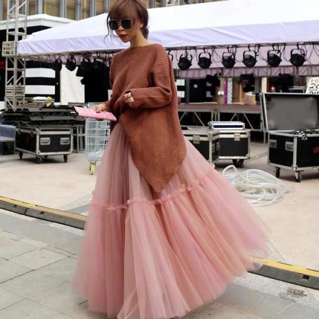 ロングチュチュ 楽天市場】三重チュール ロングスカート チュールスカート