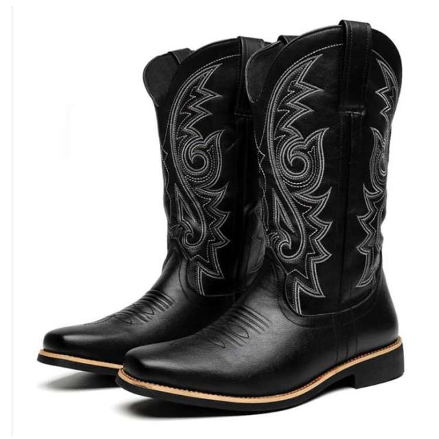 ヴィンテージウエスタンブーツ ブラック　ブルー USA製 JUSTIN ジャスティン ウエスタンブーツ 黒 25.5cm