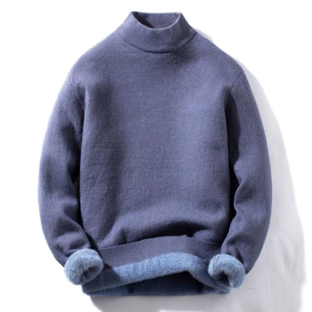 ハイネック ニットセーター メンズ 裏ボア ニット トップス 長袖 プルオーバーセーター ニットセーター カジュアル 厚地 無地 シンプル 秋冬の通販は
