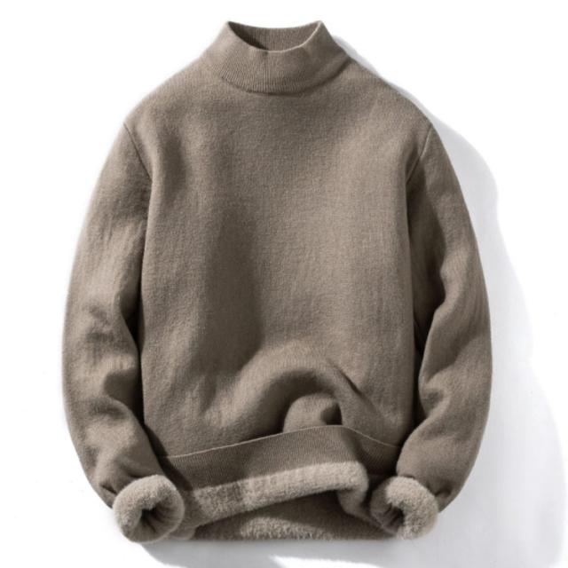 ハイネック ニットセーター メンズ 裏ボア ニット トップス 長袖 プルオーバーセーター ニットセーター カジュアル 厚地 無地 シンプル 秋冬の通販は
