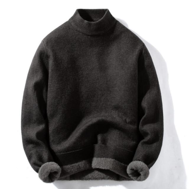 ハイネック ニットセーター メンズ 裏ボア ニット トップス 長袖 プルオーバーセーター ニットセーター カジュアル 厚地 無地 シンプル 秋冬の通販は