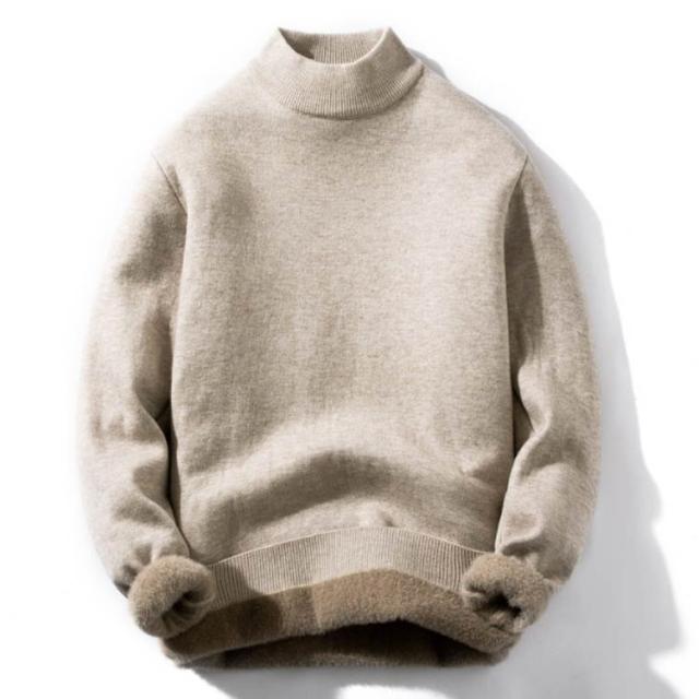 ハイネック ニットセーター メンズ 裏ボア ニット トップス 長袖 プルオーバーセーター ニットセーター カジュアル 厚地 無地 シンプル 秋冬の通販は