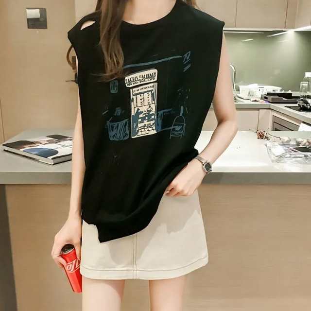 ノースリーブTシャツ レディース カットソー タンクトップ フレンチ