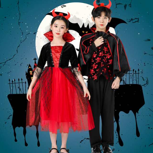 ハロウィン コスプレ 吸血鬼 魔女 バンパイア仮装 衣装 子供 130 ハロウィン コスプレ 吸血鬼 魔女 バンパイア仮装 衣装 子供 130