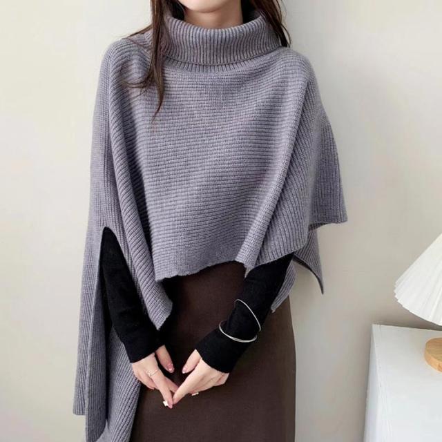 変形 ニットベスト タートルネック ニット トップス ハイネック