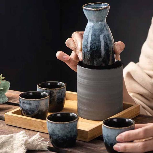 熱燗 おちょこ 日本酒 おちょこセット 焼酎 セラミック 木製トレー付き