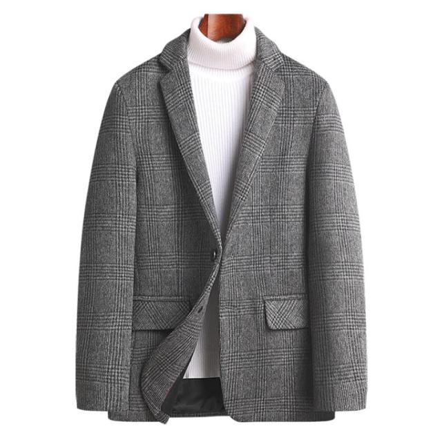 ウール混 アウター 細身 チェック柄 ジャケット メンズ ブレザー ビジネス ショートコート テーラードジャケット 冬服 秋 2つボタン スーツ カジュアルジャケット 厚手 メンズ ダッフル生地 紳士 男性着 チェスターコート 大きいサイズ M-5XL 秋