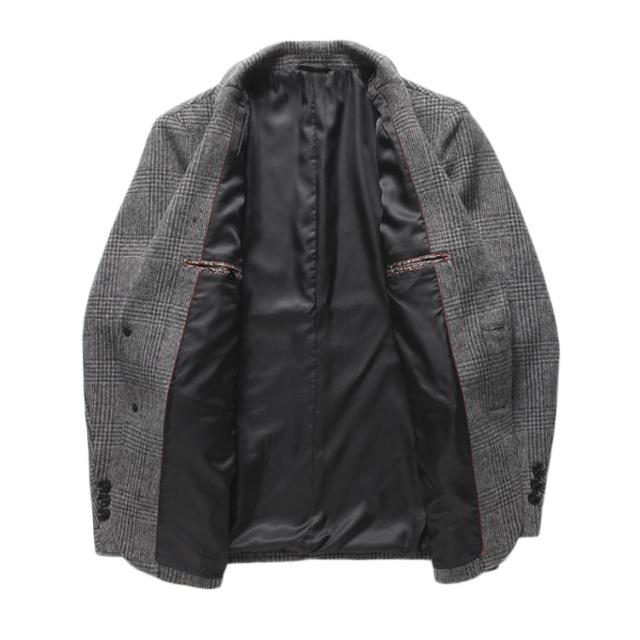 ウール混 アウター 細身 チェック柄 ジャケット メンズ ブレザー ビジネス ショートコート テーラードジャケット 冬服 秋 2つボタン スーツ カジュアルジャケット 厚手 メンズ ダッフル生地 紳士 男性着 チェスターコート 大きいサイズ M-5XL 秋