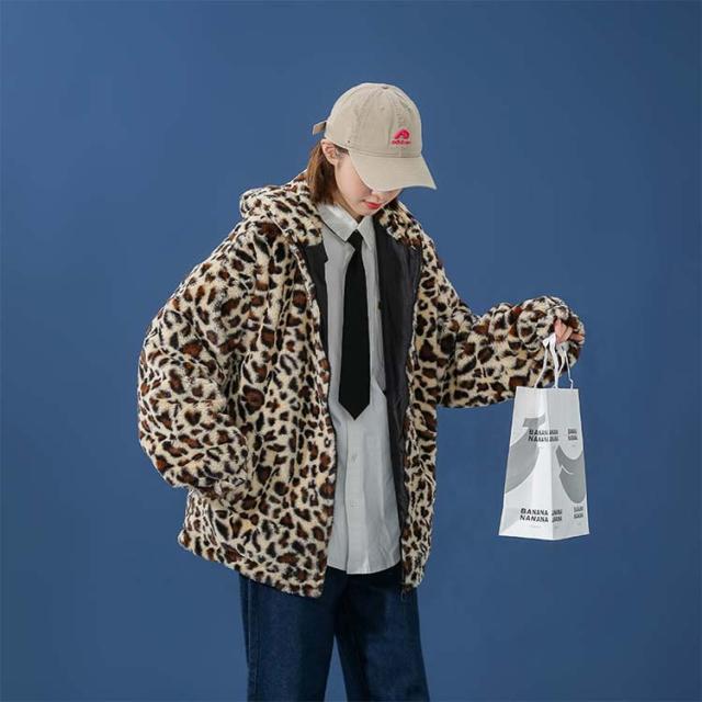 ヒョウ柄 レオパード パーカー ファー 冬 レディース 総柄 メンズ