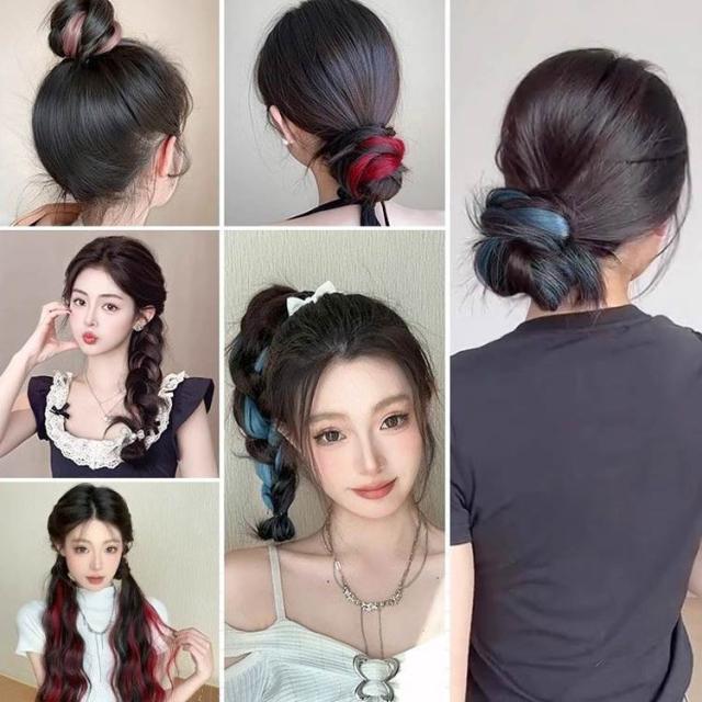 ダンスヘア エクステ グラデーション カラフル 長さ45cm ウェーブ