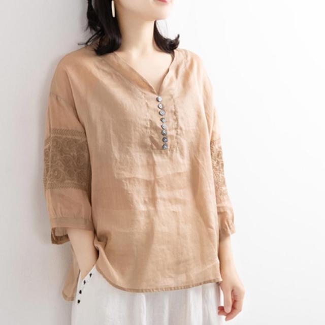 ブラウス レディース シャツ 刺繍 トップス 七分袖 Tシャツ プルーオーバー 綿麻 Vネック ゆったり 五分袖 体型カバー コットン リネン スリッ 楽天市場】ブラウス レディース シャツ 刺繍 トップス 七分袖 T