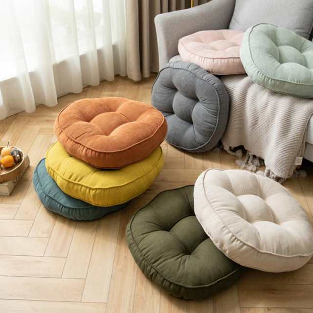 2枚セット 55*55cm コーデュロイ クッション 丸型 チェア