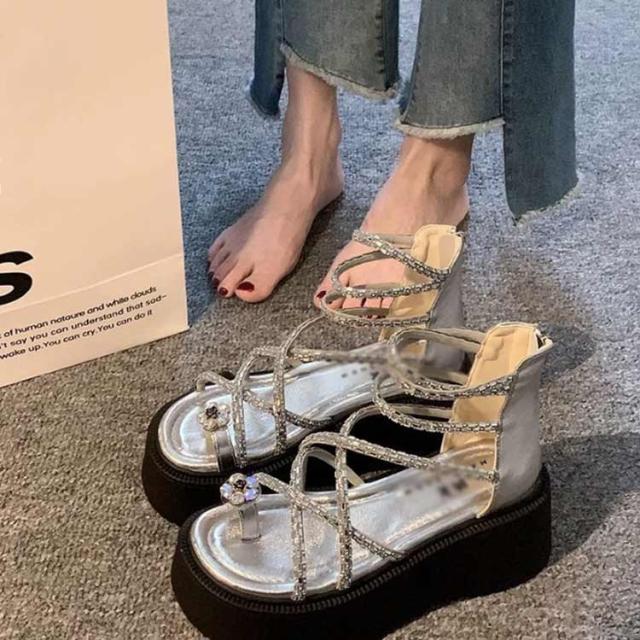 サンダル グラディエーター ブーツサンダル レディース サンダル グラディエーターサンダル 痛くない バックジッパー ヒールサンダル 幅広 ウェッジソール ブーツサンダル レディース 厚底 サンダル オープントゥ レースアップ