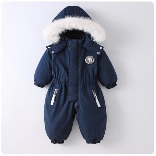 子ども用 フード付き青いジャンプスーツ スキーウェア キッズ ベビー