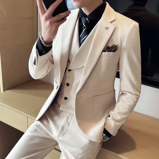 秋冬 スーツ メンズ ラシャタッチ 厚手 スリーピーススーツ ジャケットあり ベスト パンツ 3ピース 大きいサイズ 通勤 フォーマル ビジネススーツ スリム 3点セット カジュアルスーツ パーティー セットアップ 細身 おしゃれ 結婚式 成人式 M-6XL