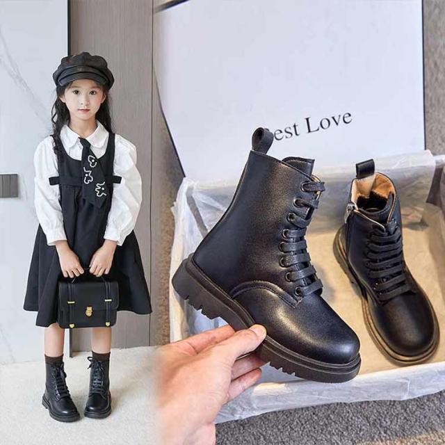 子供用 ショートブーツ 編み上げブーツ 女の子 ブーツ 裏起毛 冬靴