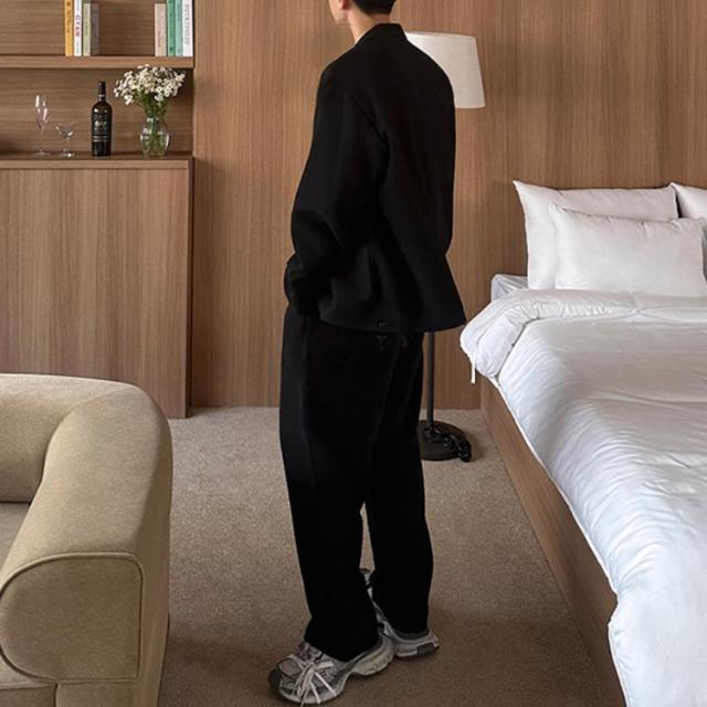 セットアップ メンズ スーツ メンズファッション 秋 冬 秋服 冬服 上下 テーラードジャケット 上下セット カジュアルセットアップ テーパードパンツ ストレッチ ブラック ベージュ チャコール グレー グレージュ ネイビー ブラウン ブルー ポリエステル 綿_4