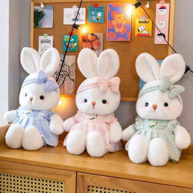 ヴィンテージ　ドレス　うさぎさん　親子　ぬいぐるみ うさぎさん 親子 ぬいぐるみ