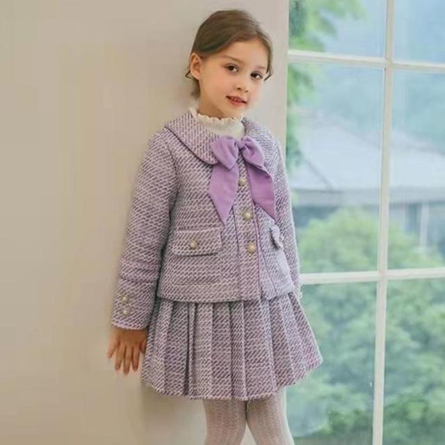 ELLE パープル×ツイード＊フォーマル 120入学 卒園 女の子 セレモニー スーツ キッズ 120 卒園式 女の子 入学式 130 140 入学式 小学校 入学