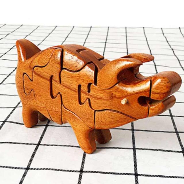 パズル 12支物語 置物 積み木 辰龍 木のおもちゃ 3D 立体パズル 干支