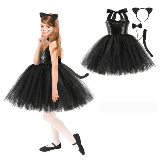 コスチューム ハロウィン 子ども キッズ ジャンパースカート 黒猫 コスチューム チュチュワンピース 可愛い 衣装 女の子 コスプレ衣装 かわいい 変装 仮装 猫耳 ハロウィンパーティー イベント 舞台劇 舞台衣装 学園祭 ワンピース ギフト プレゼント 送料無料 コスチューム