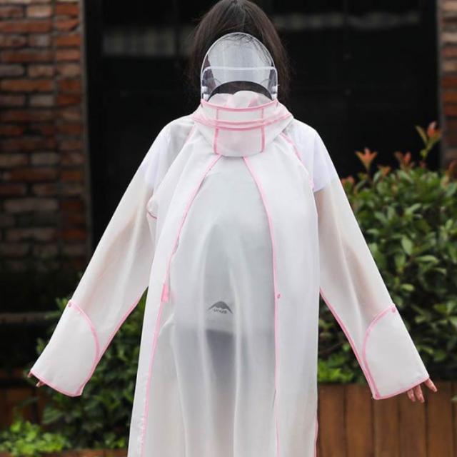レインコート フード付き 自転車 透明 レインウェア ロング丈 袖あり