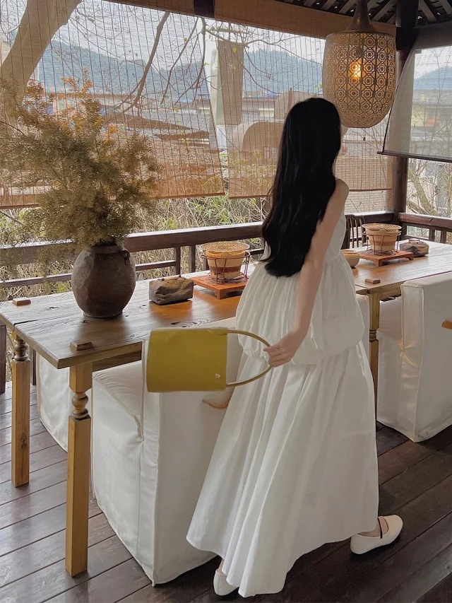 キャミソールワンピース レディース 夏 綿 ノースリーブ 白ワンピース