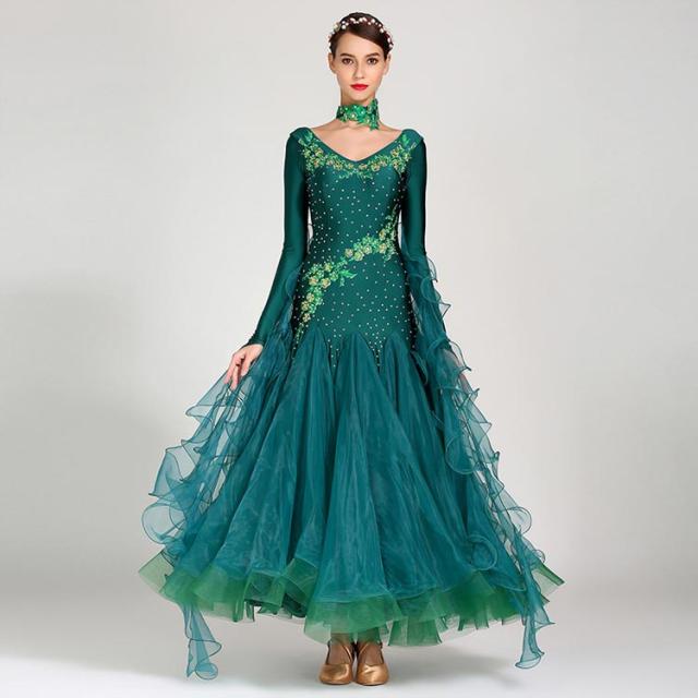 豪華モダンドレス キラキラインターナショナルダンス衣装 競技着