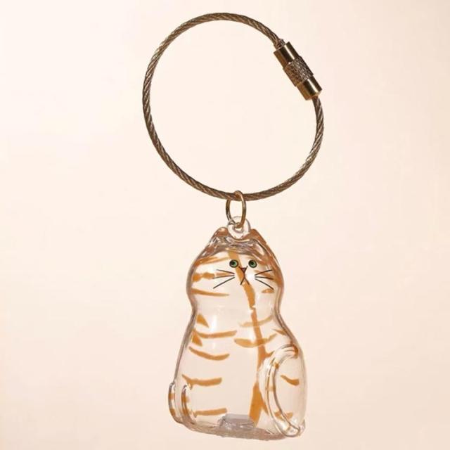 猫毛 キーホルダー 【2個セット】猫の毛収納ボトル 透明カプセル 遺毛