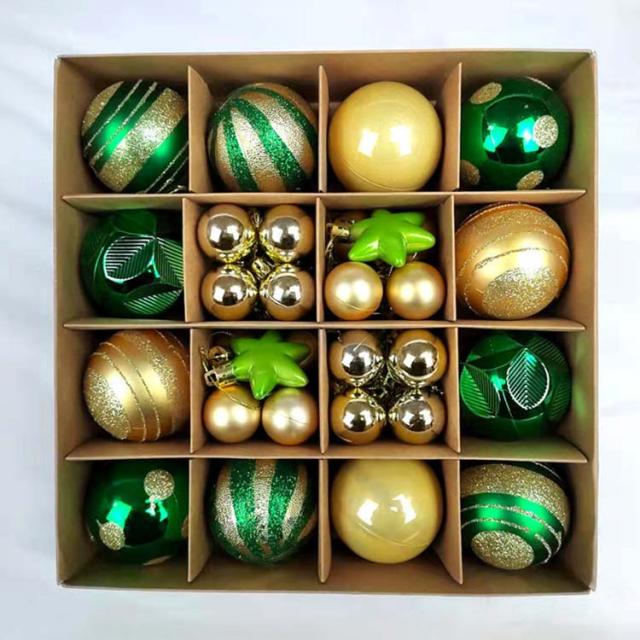 オーナメント デザインカットボール 6cm 24個セット グリーン 緑