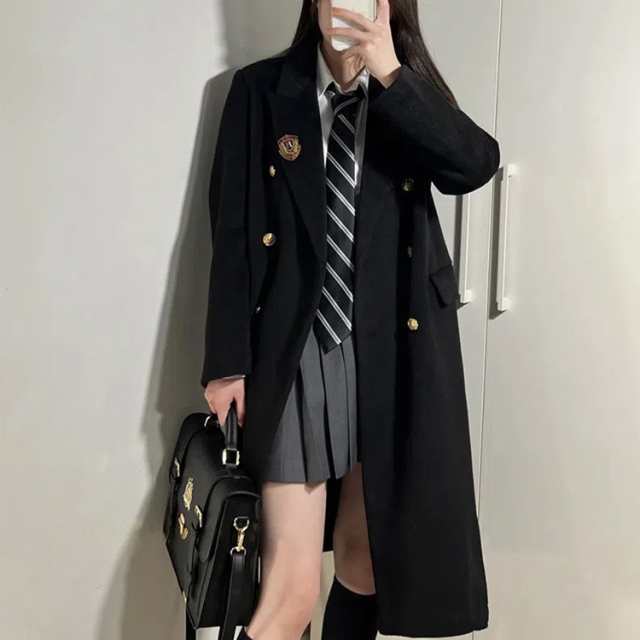 ピーコート レディース 女子 Pコート 学生 ボタン ロング丈 制服 秋冬