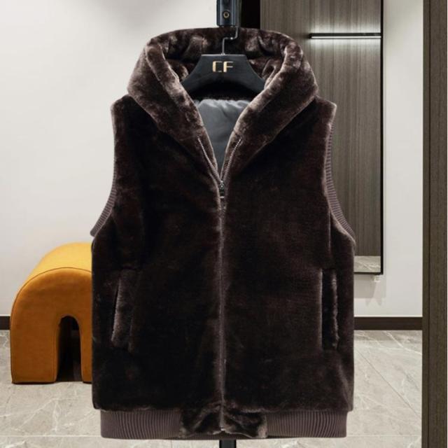 ファー ベスト フード付き フェイクファー ベスト ファー ジレ ファー