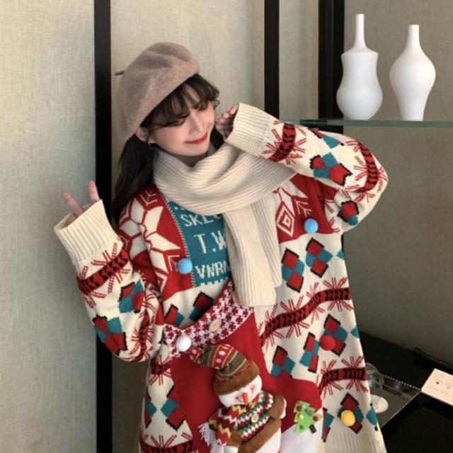 セーター レディース ニット クリスマスセーター 雪だるまのぬいぐるみ付き 長袖 冬 厚手 プルオーバー トップス 大きいサイズ クルーネック ゆったり 可愛い オ Amazon.co.jp: セーター レディース ニット クリスマスセーター