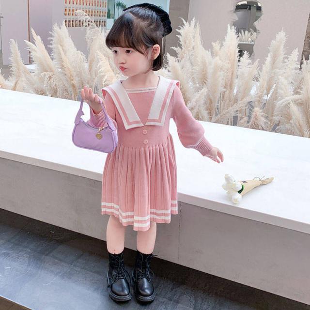 ニットワンピース キッズ 長袖 子供 ワンピース キッズ ベビー フレア 膝丈 秋冬 襟付き ロング 女の子 学院風 子供服 学生 普段着 通学の通販はau Pay マーケット まつだストア