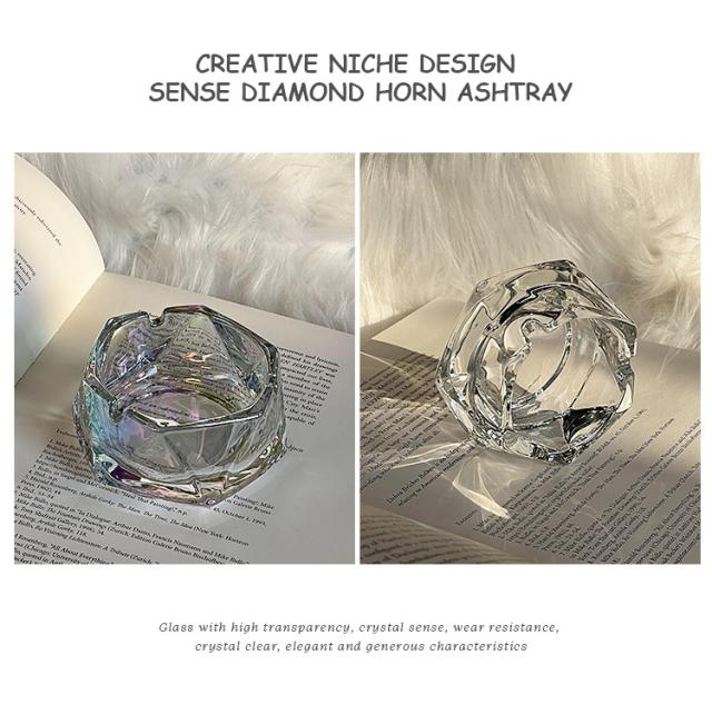 灰皿 卓上 おしゃれ 北欧風 ガラス製 キラキラ 高級 大容量 卓上