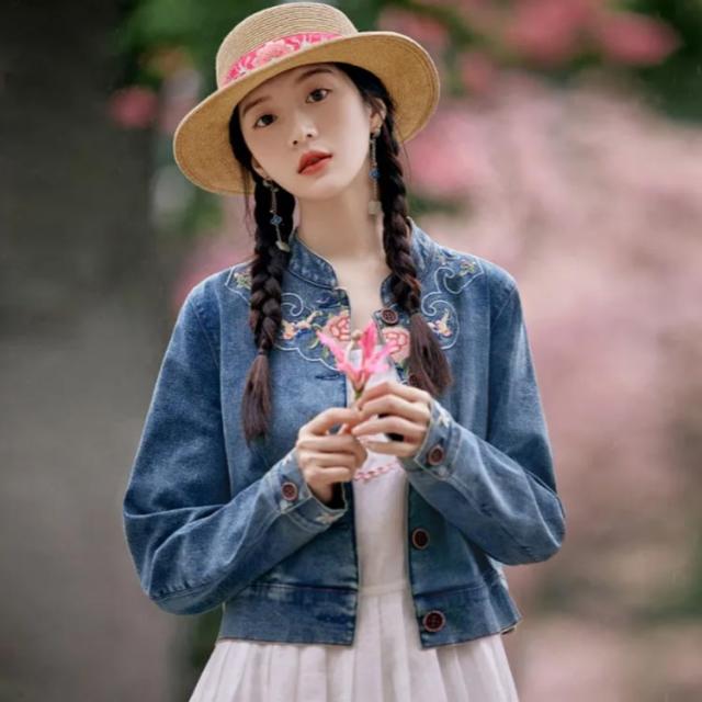 デニムジャケット Gジャン 刺繍 デニム ジャケット レディース