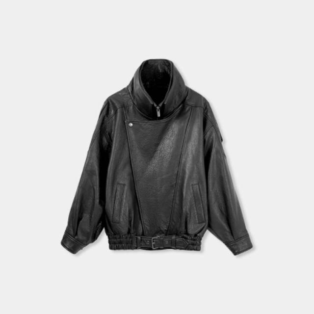 レザージャケット レディース 本革 ラムレザー ジャケット アウター ゆったり オーバーサイズ 革ジャン 皮ジャン 羊革 革 皮 クラシック 男女兼用 ユニセックス メンズ 上品 きれいめ 秋 冬 送料無料_1
