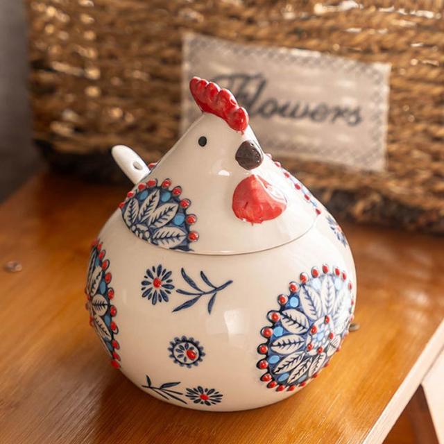 調味料入れ スパイスボトル ニワトリ 調味料ポット 保存容器 スプーン