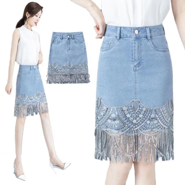 デニムスカート レディース 夏 デニム ペンシルスカート ミディアム丈 ハイウエスト 無地 プリンジ シンプル カジュアル 送料無料 おしゃれ ロングスカート ボトムス オシャレ 無地 着痩せ