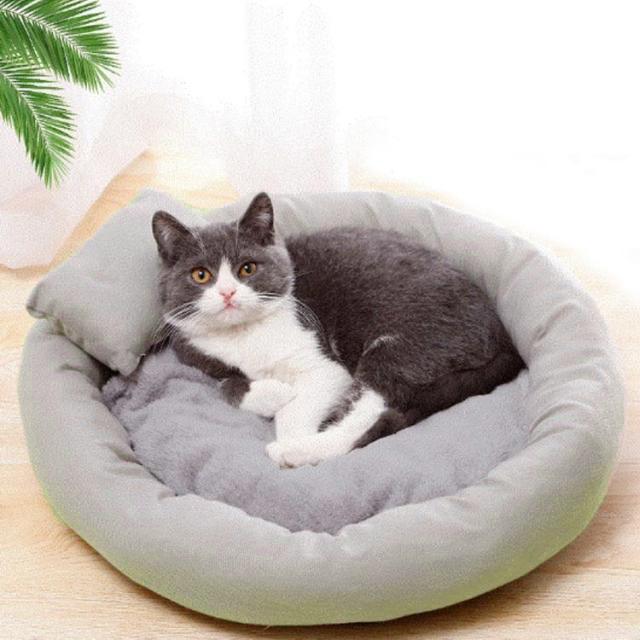 ペットベッド 犬 猫 いぬ ねこ クッション ベッド 枕付き 洗える 丸型