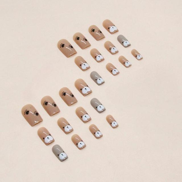 ショート 子供用 子供 キッズ ネイルチップ 熊 可愛い ネイルチップ