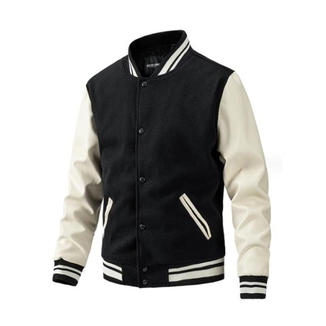 スタジャン 中綿入り 厚手 スタジアム ジャケット ブルゾン 無地 S 黒 スタジャン 中綿ジャケット 冬服 メンズ スタジアムジャンパー 厚手