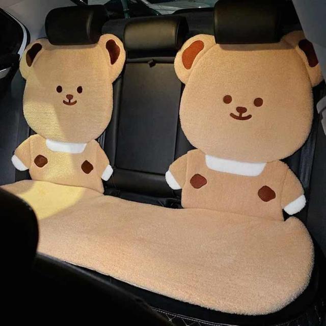 運転席 兎 車 軽自動車 おしゃれ 熊 シートカバー 腰枕付き カーシートカバー 普通車 全席カバー シートカバーセット 座席カバー 前席 内装パーツ 助手席 かわいい 内装インテリア_1