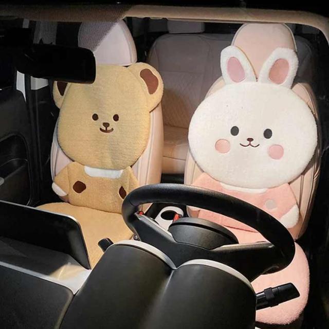 運転席 兎 車 軽自動車 おしゃれ 熊 シートカバー 腰枕付き カーシートカバー 普通車 全席カバー シートカバーセット 座席カバー 前席 内装パーツ 助手席 かわいい 内装インテリア_3